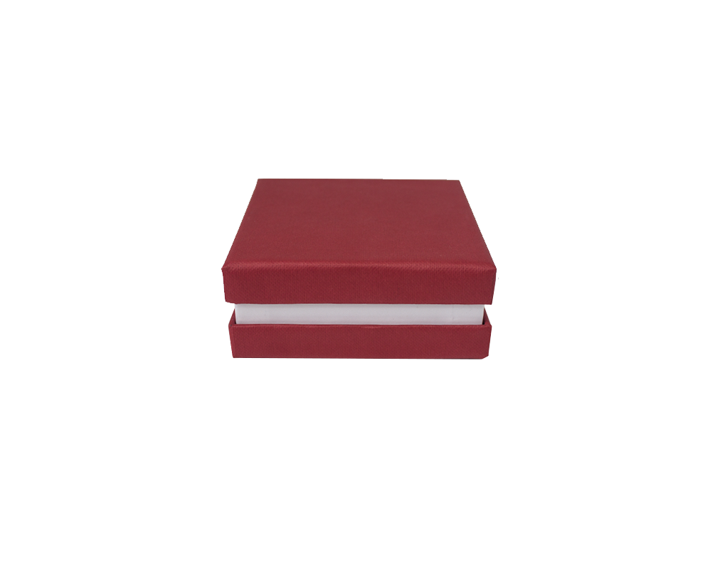 Подарочная коробка для ювелирных изделий "Стандарт", красный, белый 85*85*35 мм