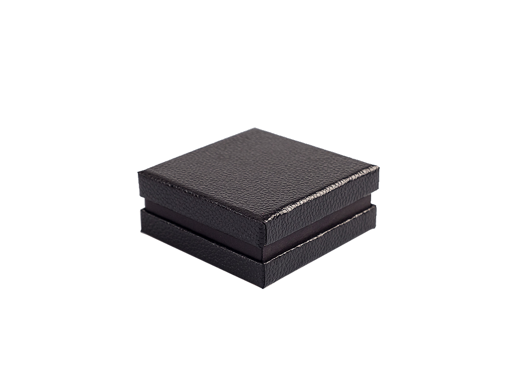 Подарочная коробка для ювелирных изделий "Стандарт", черный (кожа) 85*85*35 мм