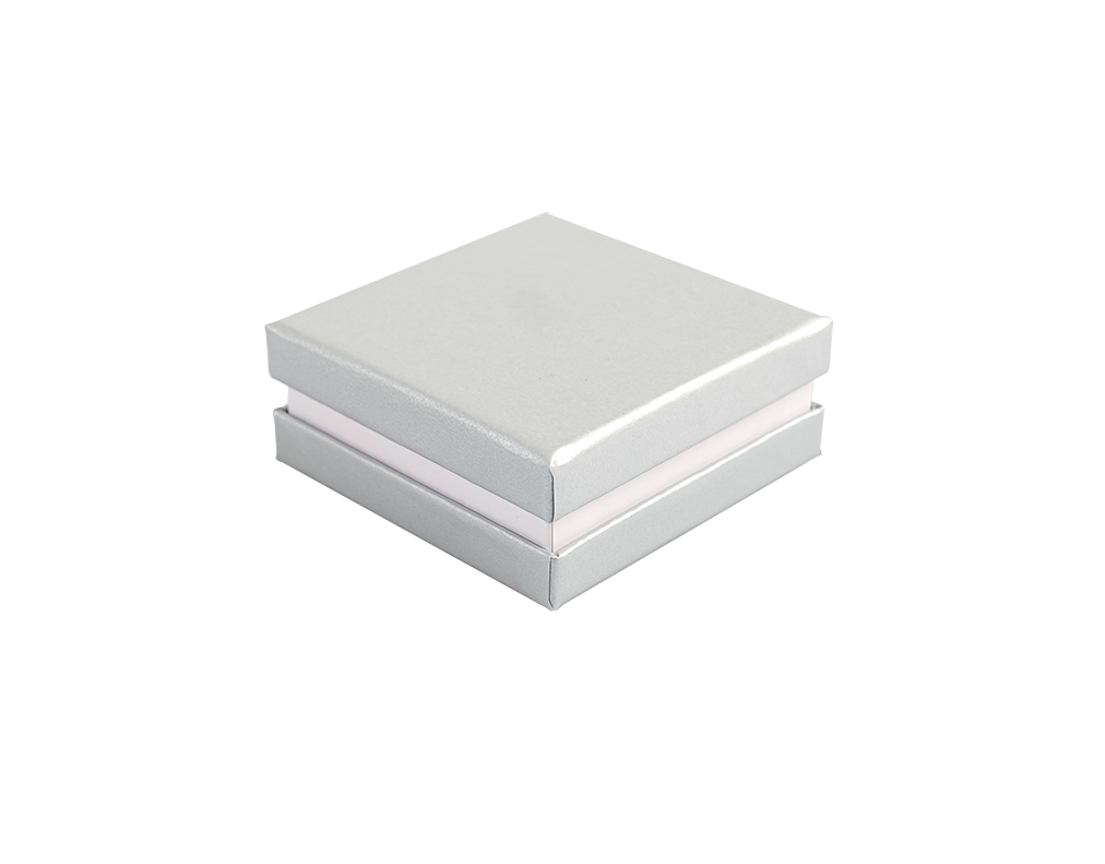 Подарочная коробка для ювелирных изделий "Стандарт", серый, белый (серебро) 85*85*35 мм