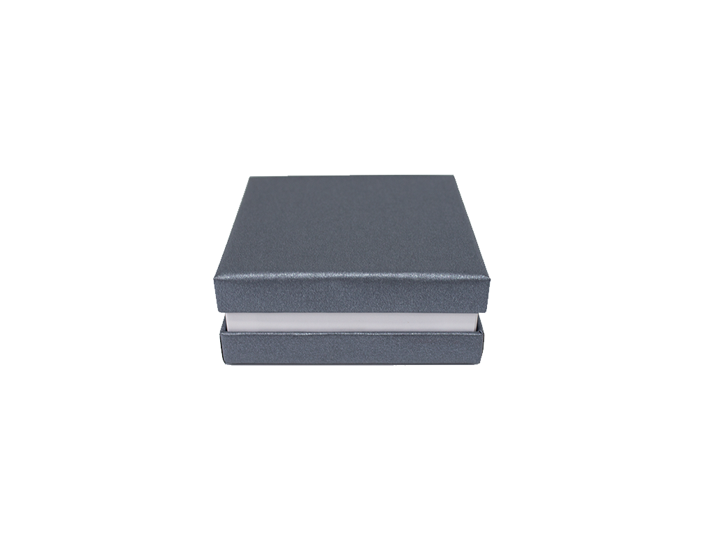 Подарочная коробка для ювелирных изделий "Стандарт", серый, белый (перламутр) 85*85*35 мм
