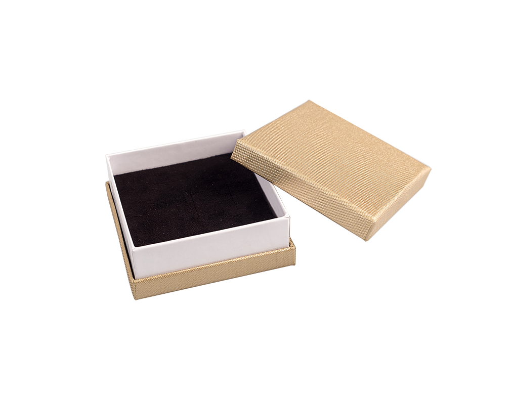 Подарочная коробка для ювелирных изделий "Стандарт", бежевый, белый (шампань) 85*85*35 мм