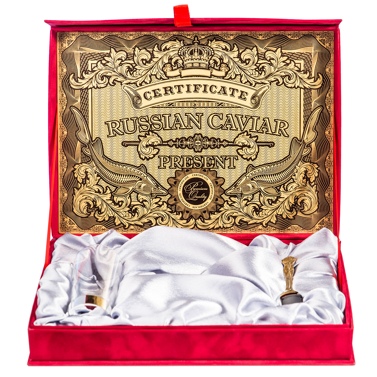 Подарочная коробка для корпоративных подарков из бархата "Russian Caviar", красный, 255*190*60 мм