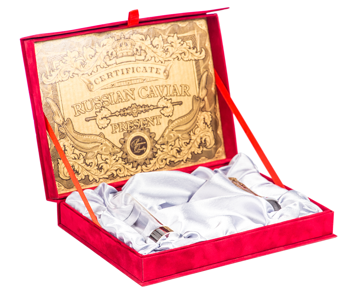 Подарочная коробка для корпоративных подарков из бархата "Russian Caviar", красный, 255*190*60 мм