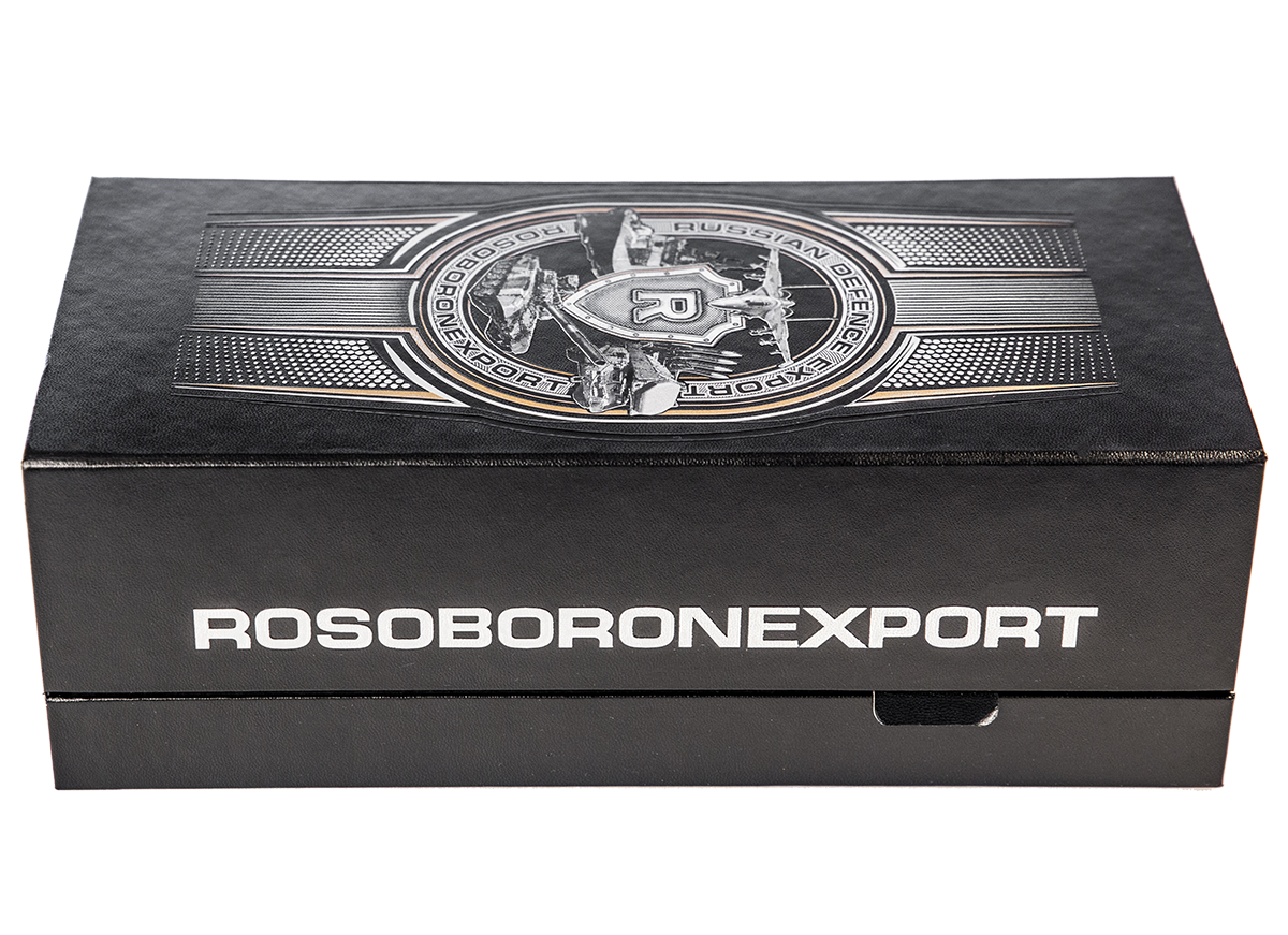 Брендированная коробка с клапаном на магните "Rosoboronexport", 150*310*105 мм